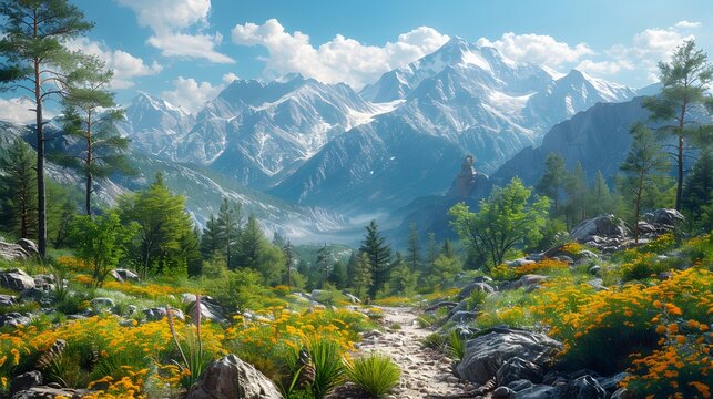 the great outdoors with a view at the mountains