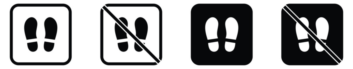 Shoes sign icon. No shoes symbol. Prohibited shoes icon symbol, vector illustration.