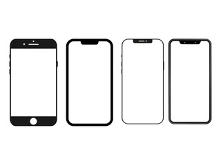 Icon phone, Smartphone mockup frameless blank screen frameless design, iphone style.Smartphone icon on white background vector illustration. Flat Icon Mobile Phone, 