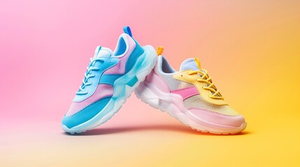 Sneaker Trend Alert Pink, Blue, and Yellow Sneakers for the Month of May Generative AI - obrazy, fototapety, plakaty