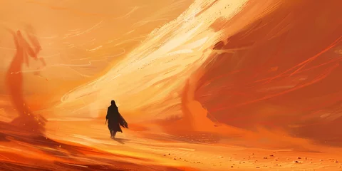 Photo sur Plexiglas Rouge 2 Walking the Path of the Phoenix A Journey Through the Desert Generative AI
