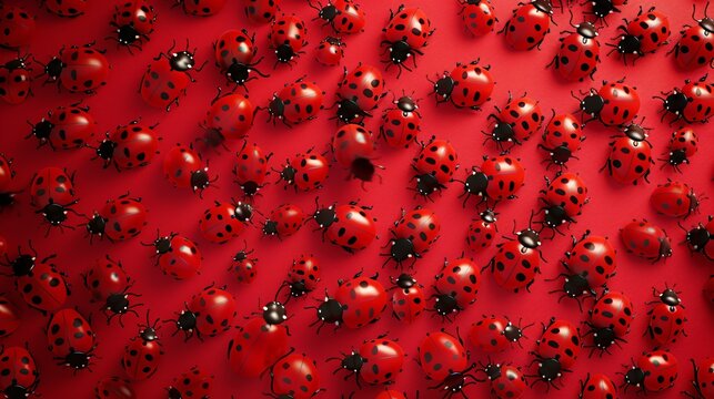 Red Ladybugs Swarming in May Generative AI
