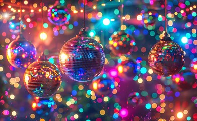 Neon Disco Ball Party A Colorful Celebration of the Monthly Event Generative AI