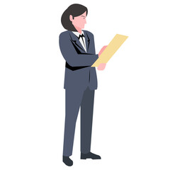 Businesswoman is working in the office. Vector illustration