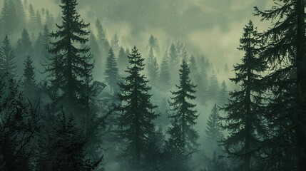 Foggy Forest A Wintery Scene Generative AI