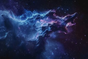 Purple Nebula with a Wolf's Head A Stellar Sight for the Month of April Generative AI - obrazy, fototapety, plakaty