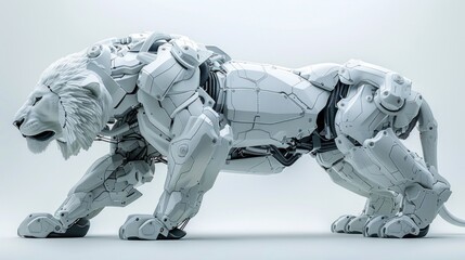Fototapeta na wymiar A biomimetic robot lion. The concept of modern technologies