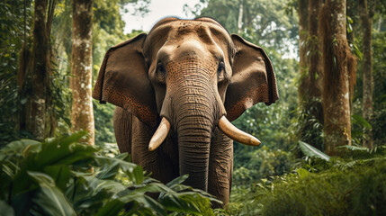 African Bush Elephants - Loxodonta africana family walking on the road in wildlife reserve