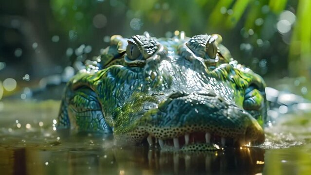 crocodile swimming Video 4K