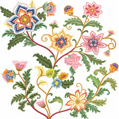 A colorful flowery tree with many different colored flowers