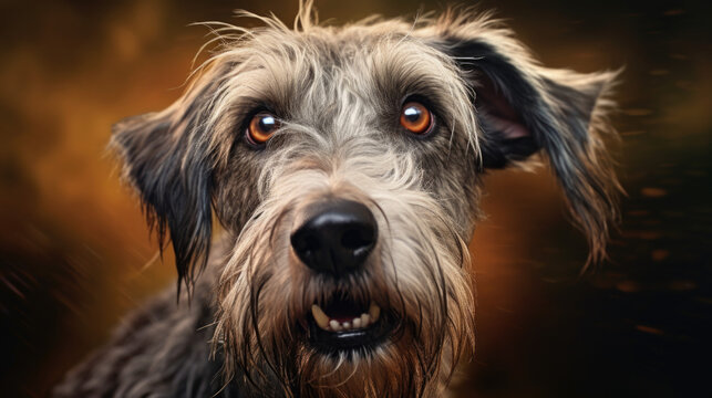 Dog breed irish wolfhound portrait in studio