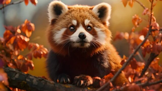 red panda in nature Video 4K