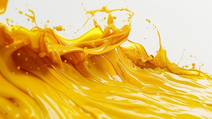 a dynamic splash of vibrant yellow paint, creating a lively and fluid motion that serves as a bold and colorful background.