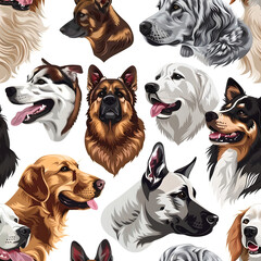 Realistic and Detailed Dog Breed Illustrations, Generative AI