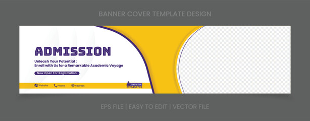 Admission cover banner template design with image space - obrazy, fototapety, plakaty