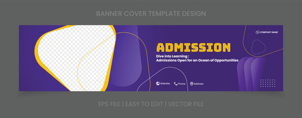 Admission cover banner template design with image space