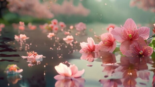flowers floating in the water Video 4K