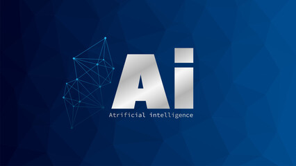 Artificial Intelligence. Triangle blue gradient background. Network pattern. Machine learning. Smart digital technology. AI futuristic vector illustration. Design element - 756243930