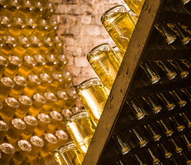  champagne bottles stored during production