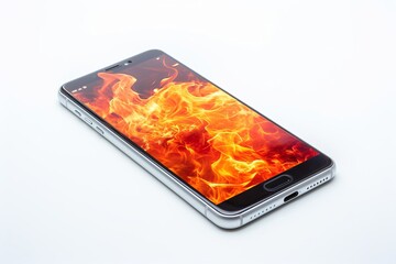 炎が映るスマートフォンの画面,Generative AI AI画像
