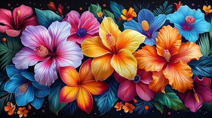 Vibrant Flower Bouquet Illustration on White Generative AI