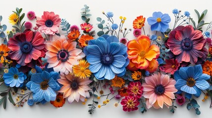 Vibrant Flower Bouquet Illustration on White Generative AI