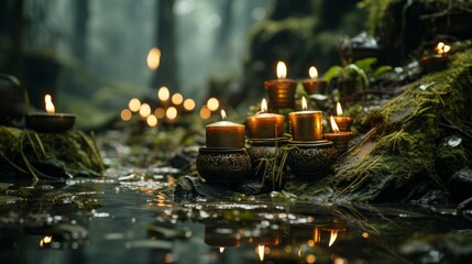 森とキャンドルの癒し空間,Generative AI AI画像