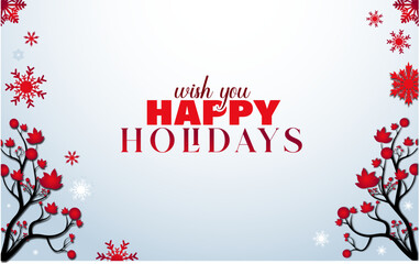 Naklejka na ściany i meble Flat vector wish you happy holidays horizontal banner