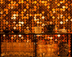 wine glasses against golden backdrop