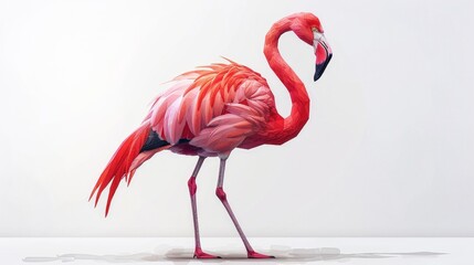 Minimal Flat Style Flamingo Bird Illustration Generative AI