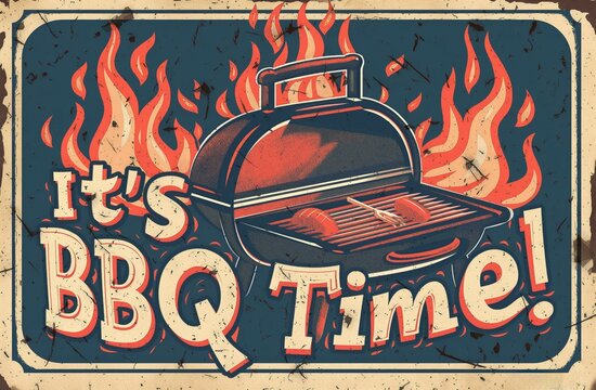 Its BBQ Time Retro Sign