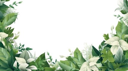 Fototapeta premium Leaves border frame on the transparent background