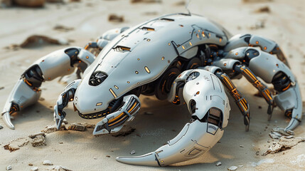 A biomimetic arthropod robot. Scorpio, cancer or crab. The concept of modern technologies