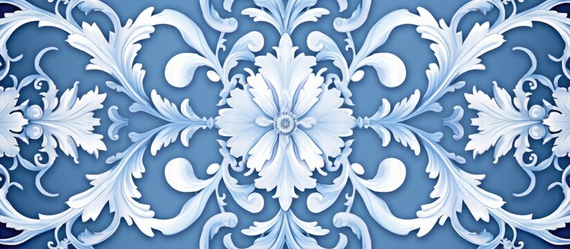 Blue seamless pattern with ornamental design, ideal for various uses like pattern fills and wallpaper.