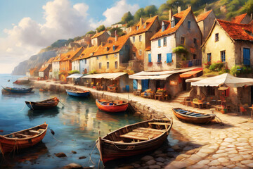 Fototapeta premium Seaside Village (PNG 8208x5472)