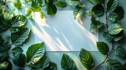 Natural Light Wedding Invitation Mockup with Branches and Leaves Generative AI