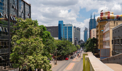 Nairobi street with modern buildings and skyscrapers - 756248543