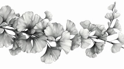 Ginkgo Leaf Illustration with White Background Generative AI