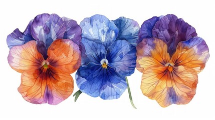 Hand-drawn Underwater Pansy Flower Watercolor Illustration for Greeting Cards Generative AI