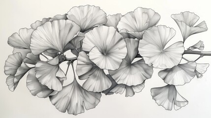 Ginkgo Leaf Illustration with White Background Generative AI