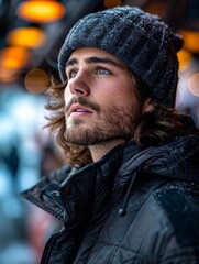 Man With Long Hair Wearing Black Jacket and Beanie