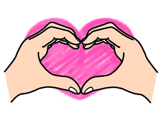 Obraz premium ハート形の手 ピンク