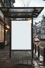Blank poster on a bus station.