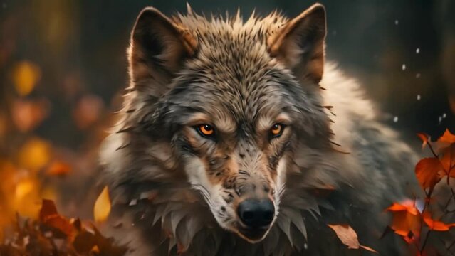 gray wolf in nature Video 4K