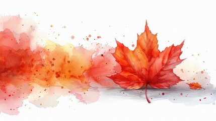 Gold-lined Maple Leaf Watercolor Illustration Generative AI
