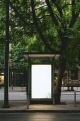 Blank poster on a bus station.