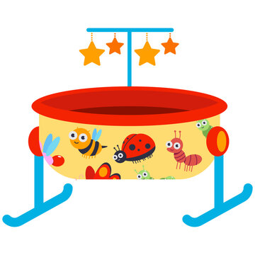 recommend clip art: Bassinet for baby sleeper vector cartoon illustration isolated on a white background.