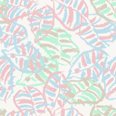 Pastels Tropical Leaf Seamless Pattern Design