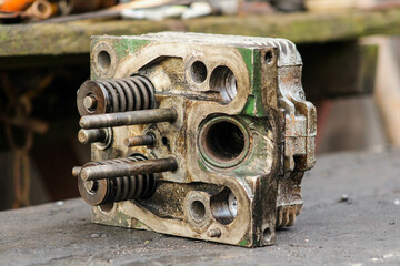 Diesel engine cylinder head, inside, view from the intake manifold side