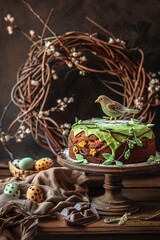 Fototapeta na wymiar Easter Bunny Cake A Delicious Treat for the Holiday Generative AI